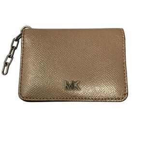 Michael Kors Crossgrain Rose Gold Key Ring Card Holder Small READ FLAW